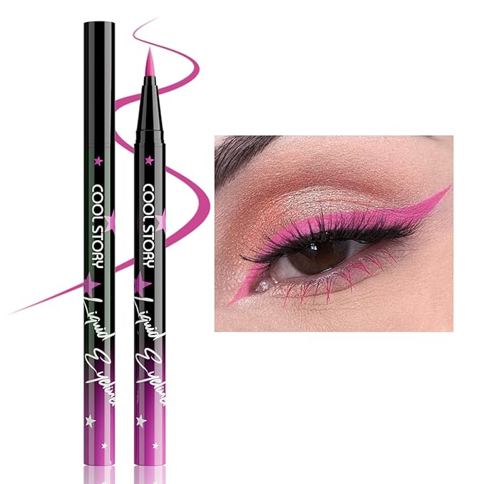 COOL STORY Liquid Eyeliner Waterproof Smudge Proof Eye Liner, 24H Long-Lasting, 0.6ml/0.02 fl.oz Fuchsia Pink