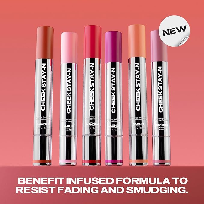 Sacheu Cheek STAY-N Liquid Blush for Cheeks — High Pigment, Buildable, Lightweight Cream Blush for Dewy & Radiant Flushed Cheeks — Long-lasting & Cruelty Free, Pretty in Pink Duo