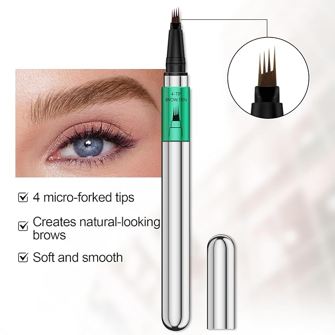 Microblading Eyebrow Pen，Waterproof Brow Pen Micro 4 Point,Eyebrow Makeup Pencil for Women to Effortlessly Create Hair Like Natural Brows，Long Lasting & Smudge-proof