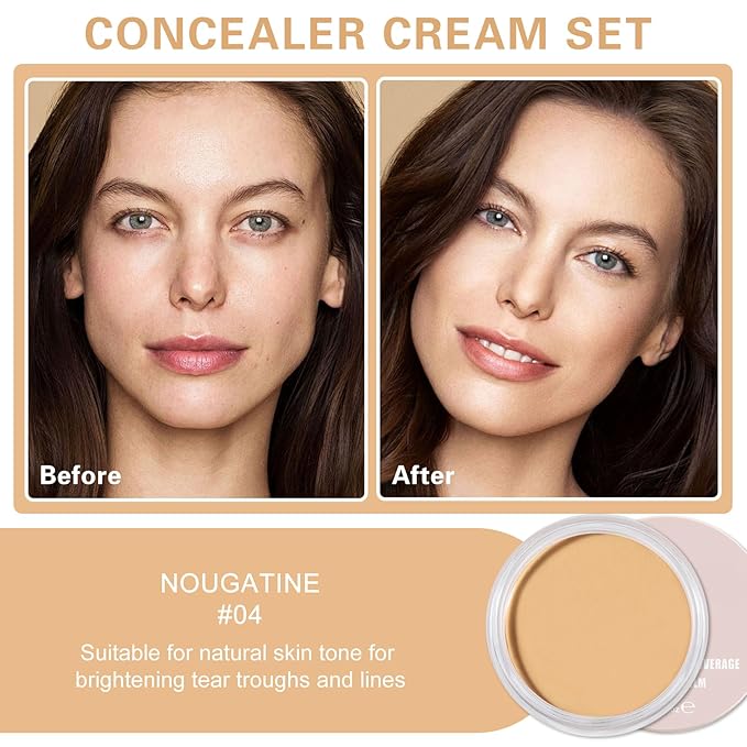 Under Eye Concealer Full Coverage,Under Eye Corrector for Dark Circles,Pot Concealer for Older Women,Teenagers,Middle-aged,Corrector de Ojeras,Waterproof Under Eye Brightener (04 NOUGATINE)