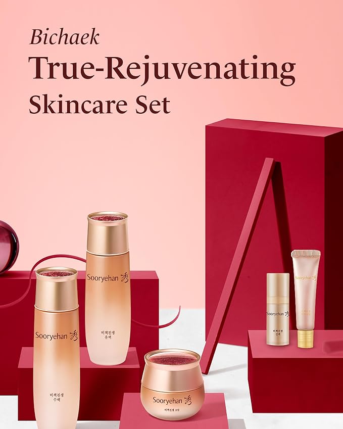 Sooryehan Bichaek True-Rejuvenating Skincare gift Set (206 ml/6.97 fl oz) - Radiant and Firm Skin, Skin Elasticity by LG Beauty. Korean Panax Ginseng, Korean Medicine Extracts