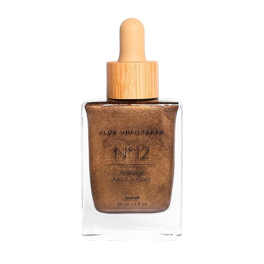 + Lux Unfiltered N°12 Sunstruck Face Tanning Drops - Fragrance Free Bronzing Drops for Face with Hyaluronic Acid, Coconut Water, & Passionfruit Oil - Cruelty Free & Vegan Self Tanner