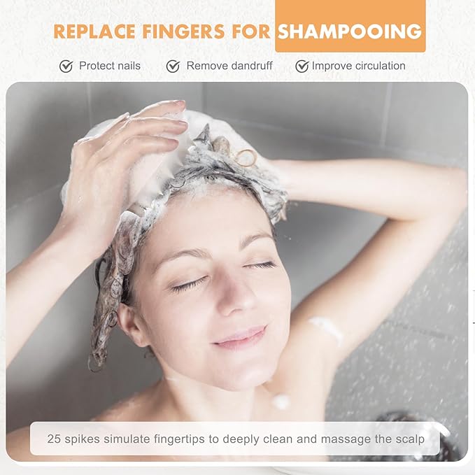 FREATECH 2-Pack Wheat Straw Hair Scalp Massager Shampoo Brush with Silicone Bristles for Hair Growth and Dandruff, Scalp Scrubber Head Exfoliator for Wet & Dry Use, Women Men Kids