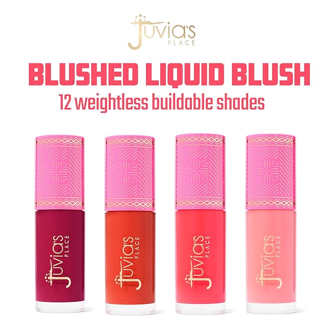 Juvia's Place Blushed Liquid Blush PinkLady - Dewy Tint Cheeks Makeup Glow Pigment Effortless Beauty Long Lasting Cosmetics Soft Creamy Natural Buildable All Skin Color Light Flawless Finish Blend