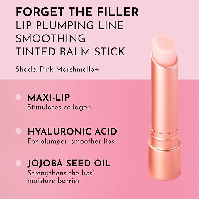LAWLESS Forget the Filler Lip Plumping Line Smoothing Tinted Balm, Pink Marshmallow, 0.09 Ounce