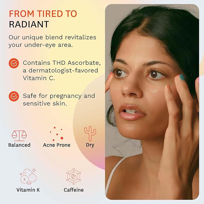 Fig.1 Vitamin C Eye Cream for Dark Circles, Puffiness & Wrinkles | Under Eye Cream for Women & Men | Glowing Eye Treatment | Refillable Anti Aging Moisturizer for Fine Lines