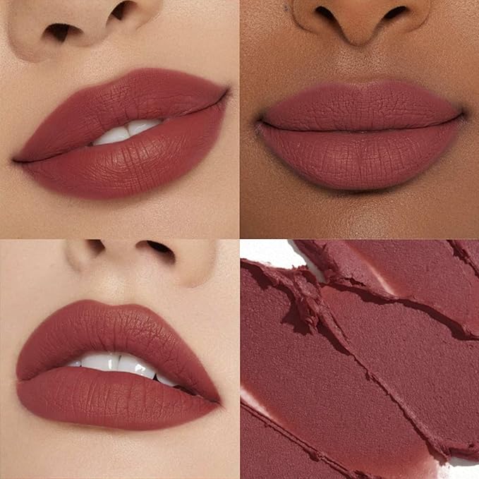 Matte Lipstick for Women, Long Lasting Moisturizing Lip Stain, Waterproof Lip Color Makeup (Reddish Brown)