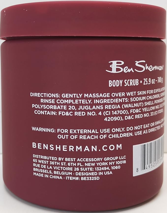 Ben Sherman Exfoliating Body Scrub For Men with Shea Butter Vitamin A and C, Moisturizing Hydrating Body Scrub for Healthy Skin