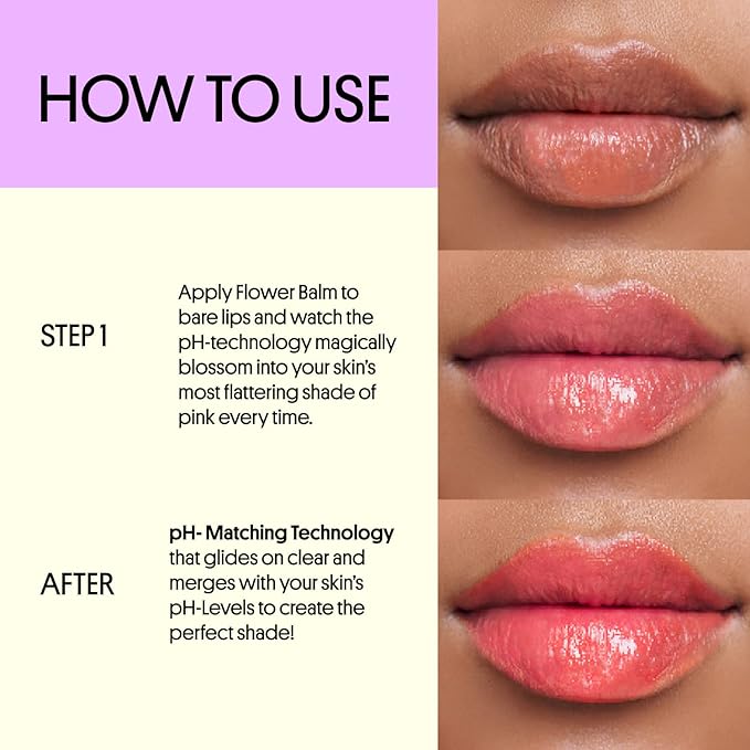 Winky Lux Flower Balm, pH Lip Balm, Color Changing Lipstick and Tinted Stain, Vegan & Cruelty Free Lip Balm, Hydrate & Plump, Sheer Pink Lipstick, Blue Flower