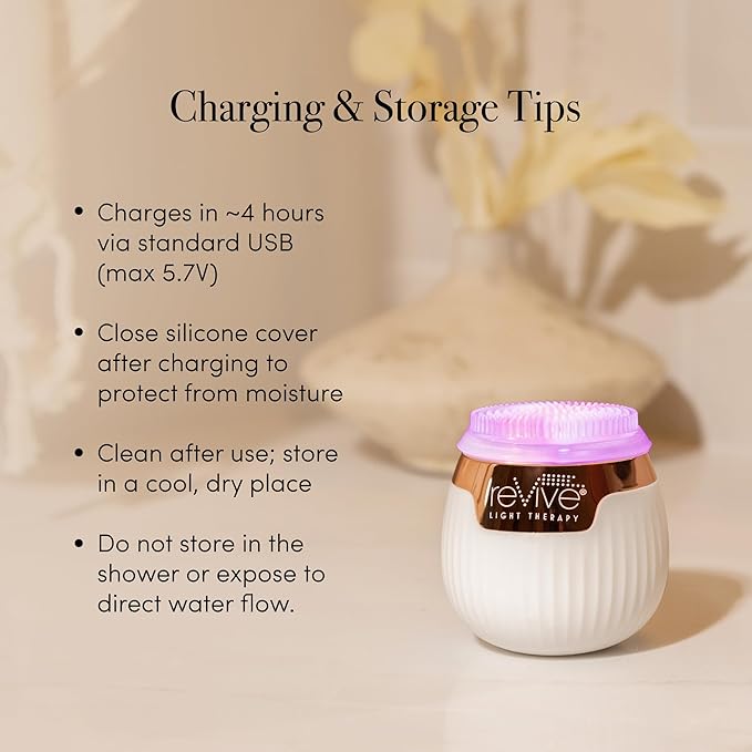 Revive Light Therapy Lux Collection Soniqué Mini, Rechargeable Sonic Face Cleanser Brush with Medical-Grade Blue & Red Light Therapy for Face, Acne & Wrinkle Care, Water-Resistant