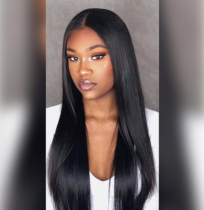 Essent Seamless Sleek Straight Clip in Hair Extensions Seamless Real Human Hair, 22 Inch 1Pack 130g 7Pcs Human Hair Extensions for Women Natural Black