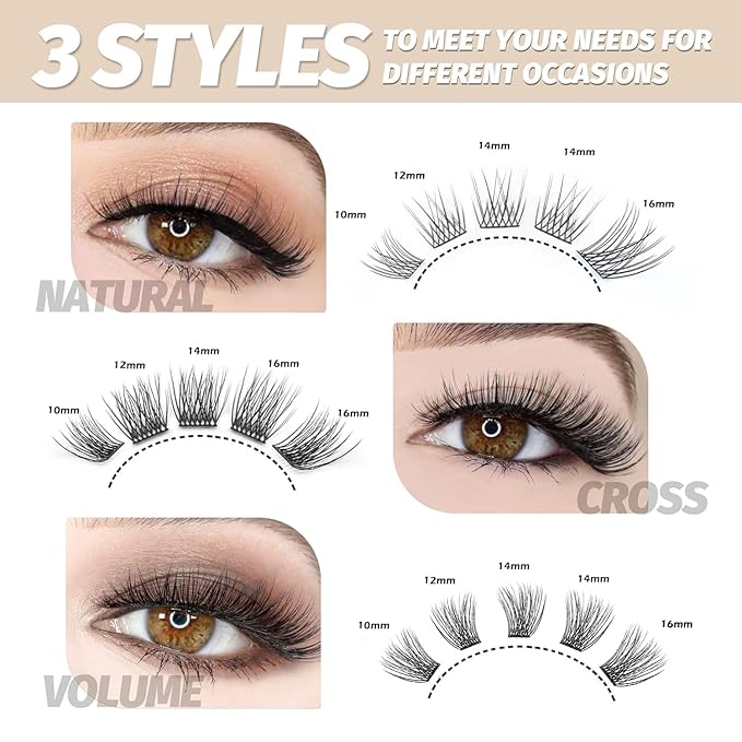 DIY Eyelash Extension Lash Clusters 120 Clusters False Eyelash 3D Effect Individual Natural Lashes Set at Home Eyelash Extension Kit Lashes Pack Volume Mixed
