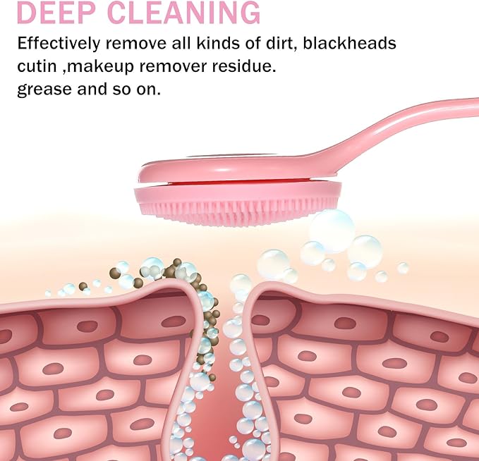 4 Pack Silicone Manual Facial Cleansing Brush, Skin Friendly Waterproof Face Cleaning Scrubber Exfoliator Brush for Blackheads Whiteheads Makeup Residues Removal (Blue, Pink)