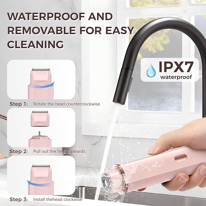 Bikini Trimmer for Women, 2 in 1 Electric Razors for Women, IPX7 Waterproof, USB Rechargeable Wet and Dry Shaver, Suitable for Hair Removal All Over The Body