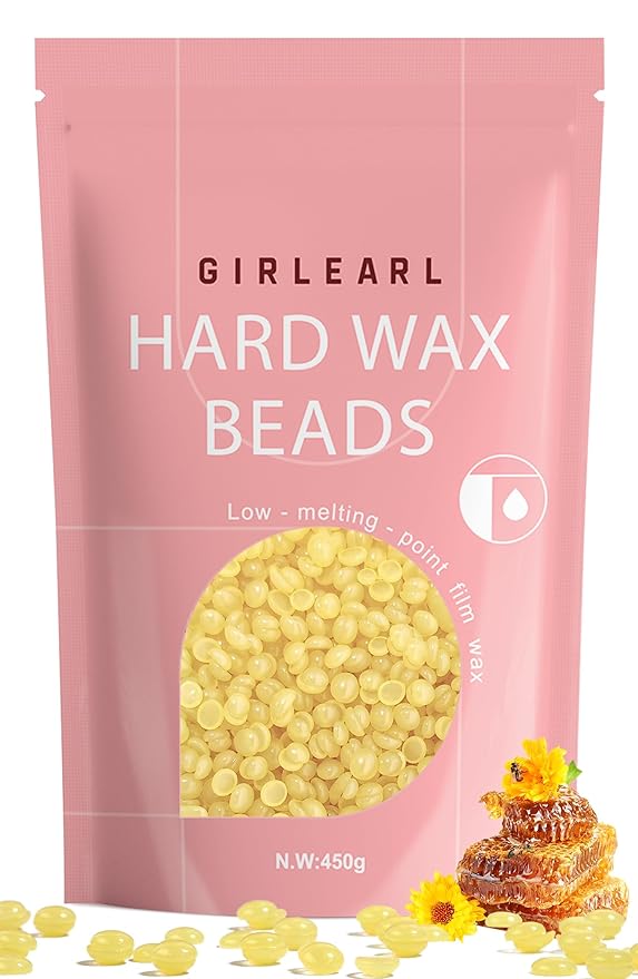 Hard Wax Beads, 1lb Honey Wax Beans for Hair Removal, Hard Wax for Sensitive Skin at Home, Wax Refill Perfect for Brazilian Bikini, Legs, Facial, Eyebrow and Full Body for Women and Men