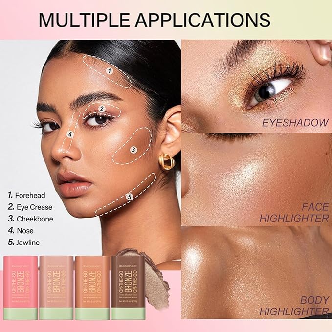 Cream Contour Stick,Versatile Bronzer Facial Contouring Stick,Long Lasting Soft Glow