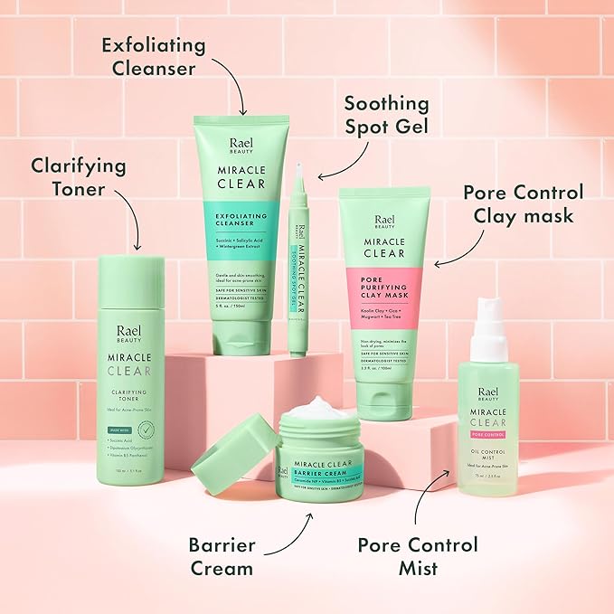 Rael Acne Spot Treatment, Miracle Clear Soothing Spot Gel Pen - Acne Gel, Pimple and Blemish Treatment, Korean Skincare, for Early Stage, Succinic Acid, Tea Tree, Cica, Vegan, Cruelty Free (0.14 oz)