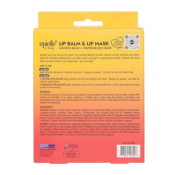 Epielle Lip Balm & Mask Mango & Watermelon, Hydrating Tint Sheer, Overnight Lip Masks, Kbeauty, Stocking Stuffers, Thanksgiving Essentials