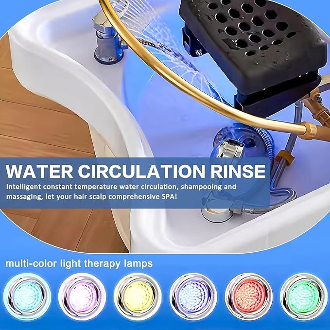Head Spa Equipment, Massage Shampoo Bed, Supports Water Circulation｜Fumigation｜Light Therapy Massage Table for Spa Beauty Salon