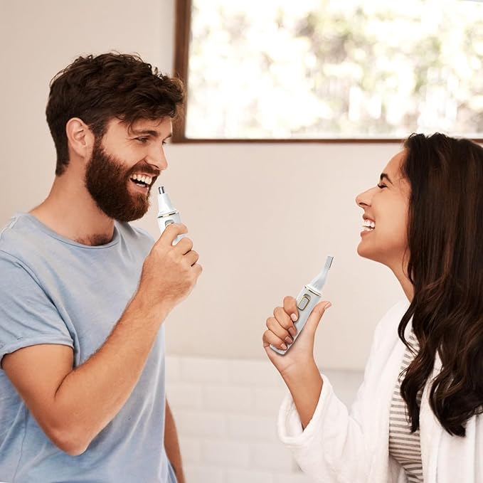 Nose Hair Trimmer for Women Men, 2025 Painless USB Rechargeable Nose Hair Clippers, Ear Trimmer for Women Men, Professional IPX7 Waterproof Dual Edge Blades (White)