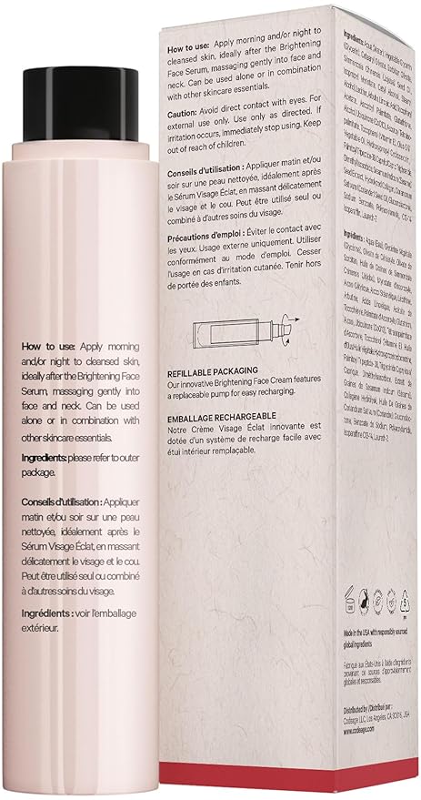 Codeage Maison Rouge Brightening Face Cream Refill Glutathione Cream, Collagen Peptides, Vitamin E, CoQ10 – Radiance & Antioxidant Complex – Paraben and Sulfates Free – Skin Care - 1.7 fl oz