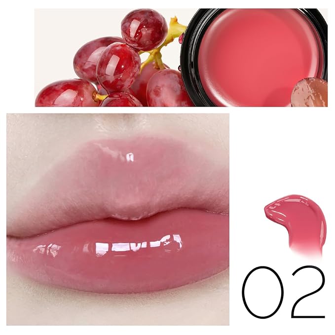 1 PC Macaron Canned Lip Essence High Glossy Lip Jelly, Mirror Effect Lip Glaze Mirror Effect Lip Balm, Moisturizing & Plump Lip Gloss (L02, 6g)