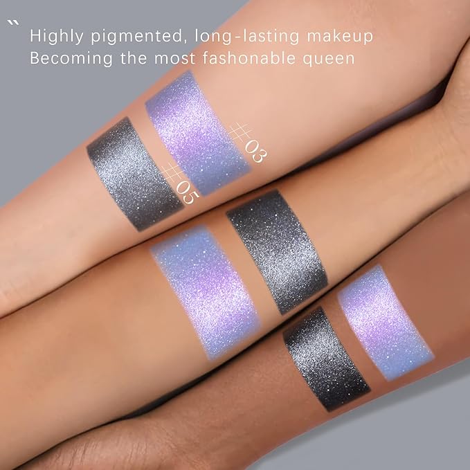 Chameleon Purple Blue Glitter Eyeshadow, Multichrome Color Shifting Single Eyeshadow, Holographic Sparkling Inner Corner Eye Highlighter Shimmer Eye Makeup Palette 03