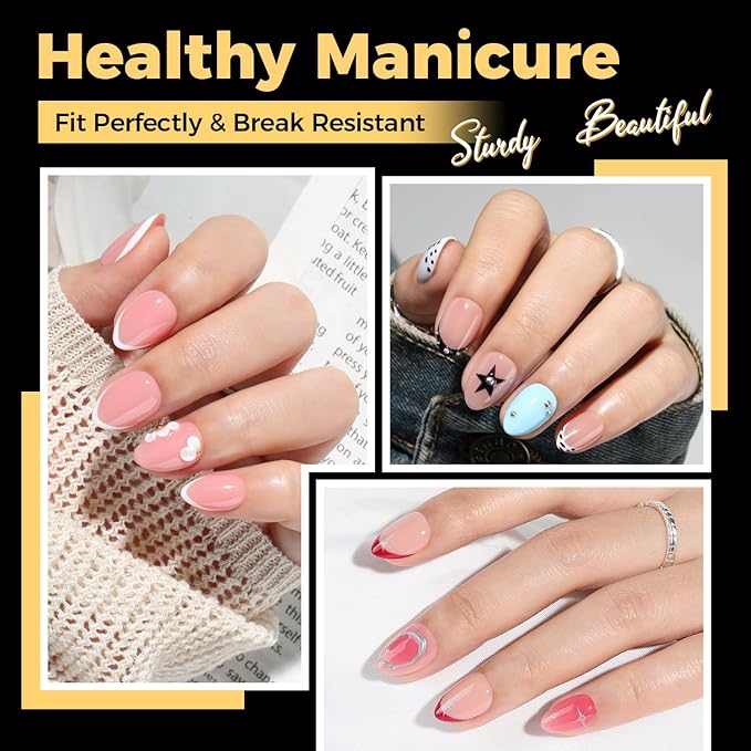 UNA GELLA Extra Short Almond Nail Tips, 504 Pcs Pre-Filed XS Almond Gel Nails, 12 Sizes Half Matte Full Cover Press Ons for Nail Extension Manicure Home DIY Salon