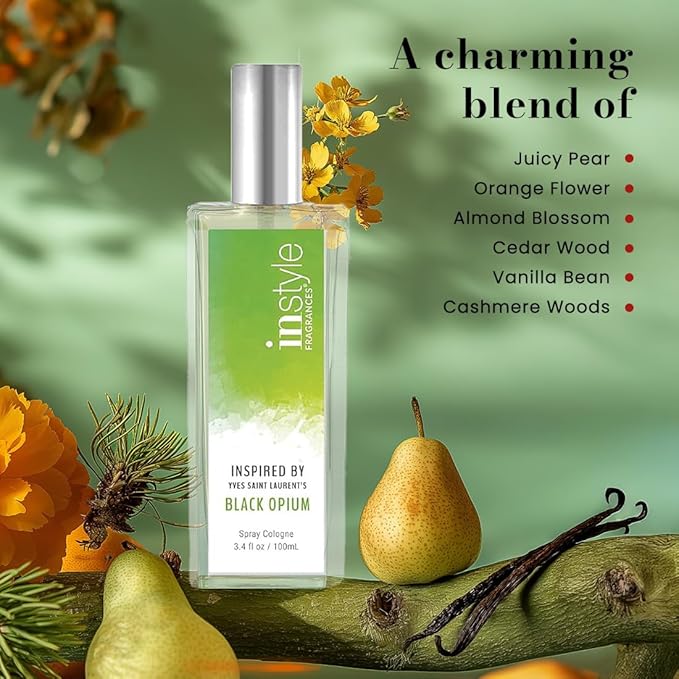 Instyle Fragrances, Inspired by Yves Saint Laurent's Black Opium, Women’s Eau de Toilette, CLEAN, Vegan, Paraben-Free, Never Tested on Animals, 3.4 Fluid Ounces