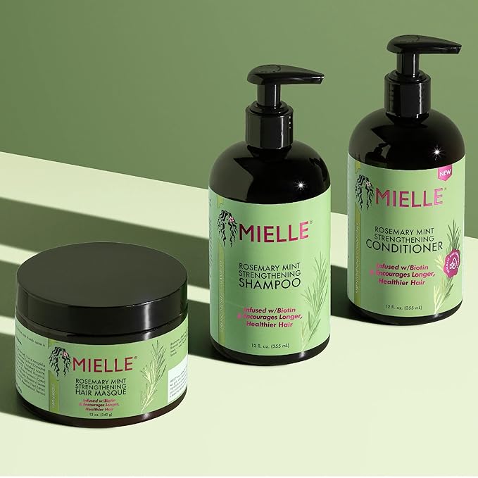 Mielle - Rosemary Mint - Biotin Infused - Encourages Growth Hair Products for Stronger and Healthier Hair - Shampoo & New Conditioner Styling Bundle Set 2 PCS