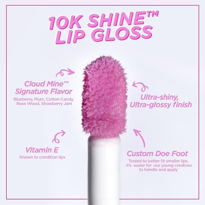 Petite N Pretty All in One Makeup Set for Kids, Tweens and Teens – Pink Mesh Bag with Lip Gloss Keychain, Hair Ties, Nail Decals, Headband, Heart Mirror, Nail File, Comb – Perfect Travel Kit & Gift