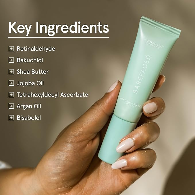 Barefaced Retinal Skin Therapy 30ml - Retinaldehyde & Bakuchiol Serum for Firming, Reducing Fine Lines & Wrinkles, Improving Skin Tone & Texture w/ Shea Butter, Jojoba Oil & Argan Oil