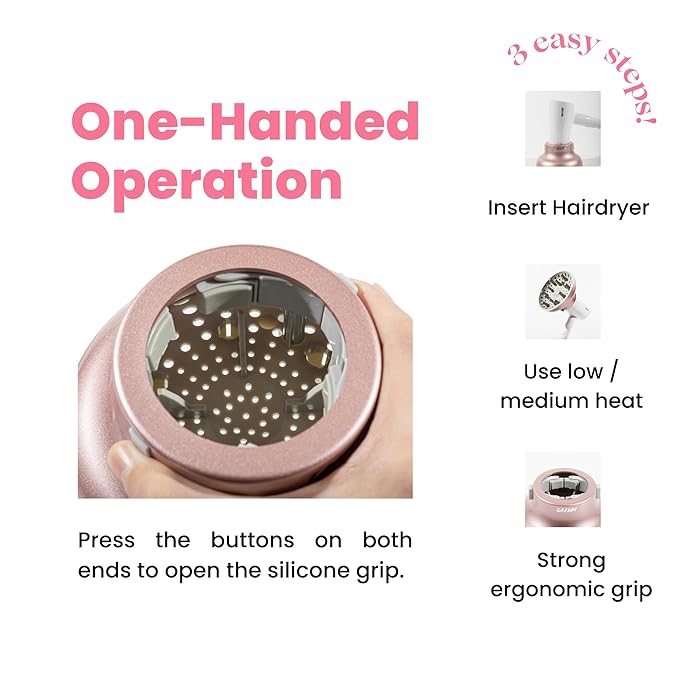 Universal Hair Diffuser “Super Sturdy” 1.7 Inch to 2.6 Inch for Natural Curly and Wavy Hair, Hair Dryer Attachment (Black Matte)