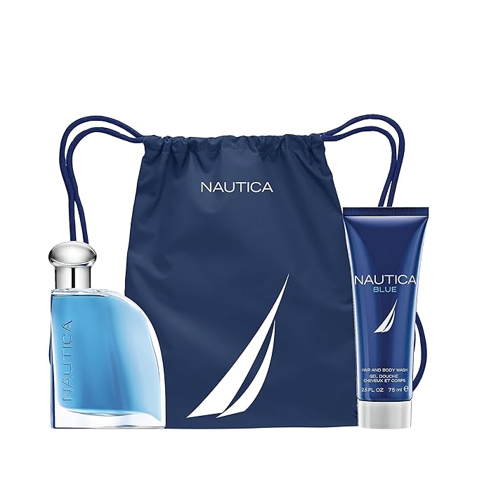 Nautica Blue Men's 3 pc. Eau de Toilette, Body Wash and Toiletry Bag Holiday Gift Se