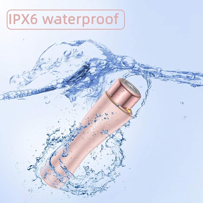 Facial Hair Remover for Women, Leuxe Painless Hair Removal Waterproof Shaver Razor with LED Light for Peach Fuzz Fine Hair Chin Cheek Upper Lip (Rose)