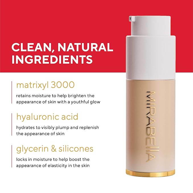 MIRABELLA - Invincible for All HD Liquid Foundation, Moisturizing Face Products for All Skin Types, Full-Coverage Lightweight Foundation Makeup, Moisturizing & Hydrating Beauty Care, Ivory I30