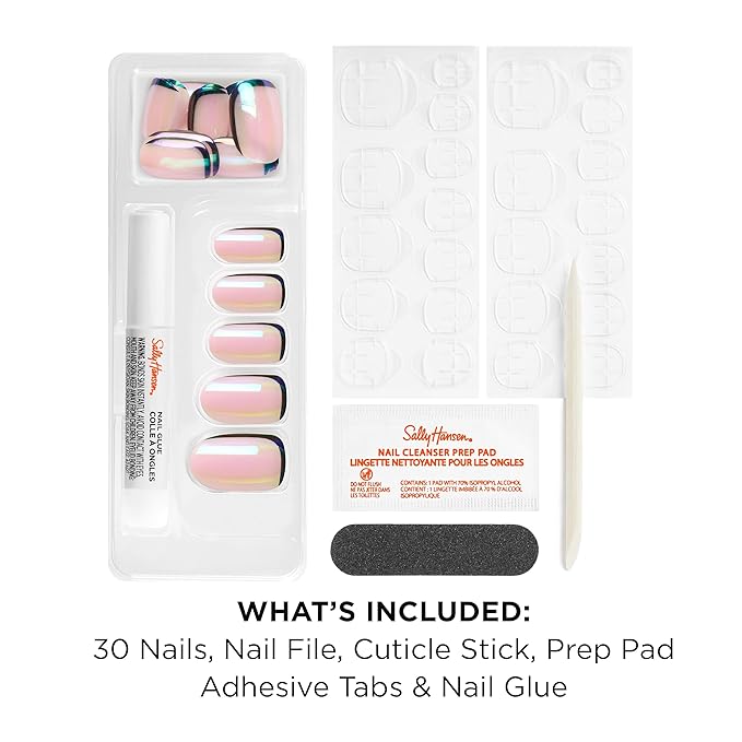 Sally Hansen Salon Effects Perfect Press-On Nails | Oval Shape | Easy to Apply, Non-Damaging | 30 Nails, Nail Glue, Adhesive Tabs, File | Swoop There It Is