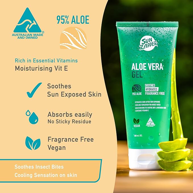Sun Zapper Aloe Vera Gel - After Sun - Hydrates Skin After Sun Exposure After-Sun Care 200ml