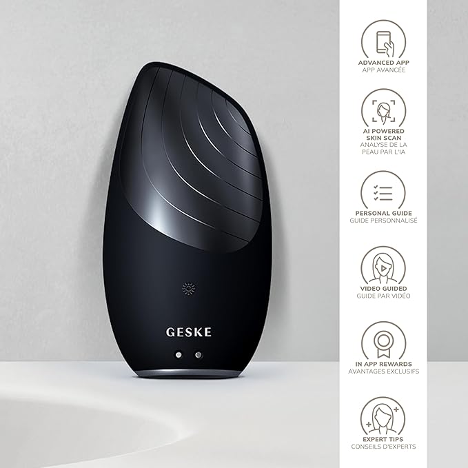 GESKE SmartAppGuided Sonic Thermo Facial Brush | 6 in 1 | Skin Cleansing | Cleansing Brush with Thermal Function | Electric Facial Massager