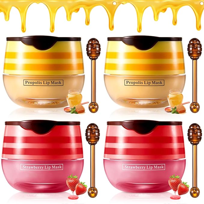 4PCS Strawberry & Honey Lip Balm,