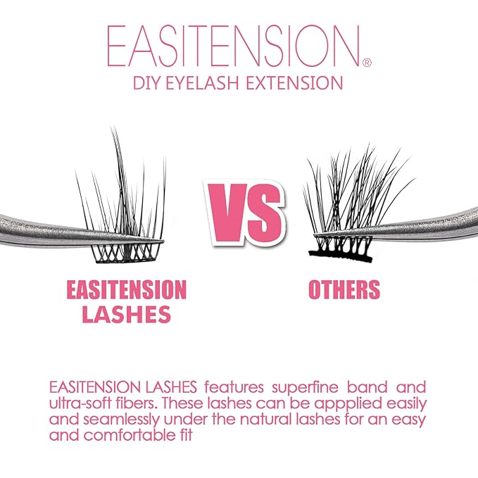 DIY Eyelash Extension, 3D Effect Individual Melt Flare Lash Cluster Natural Lashes Set, Home Eyelash Extension, D curl Lashes Pack 12mm,14mm (12MM-Spikes)