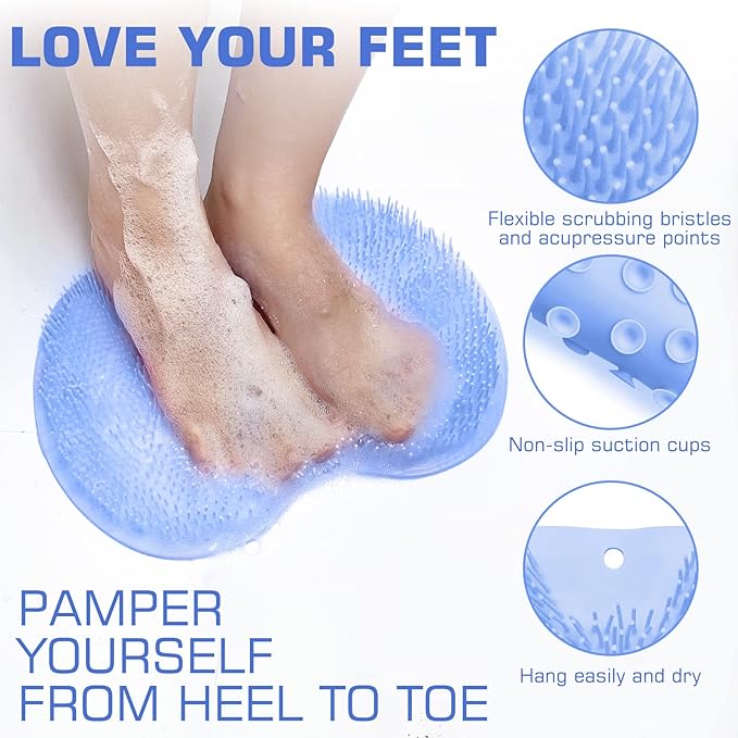 Shower foot scrubber mat back