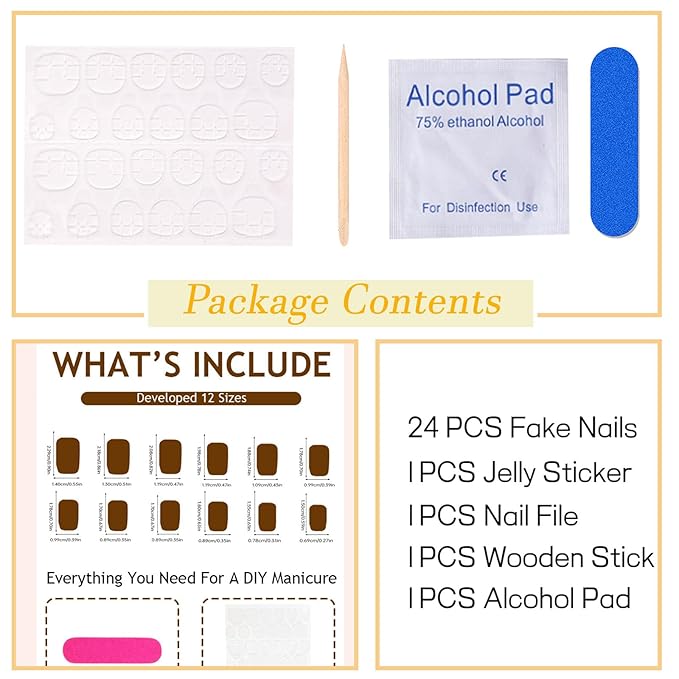 Cat Eyes Press on Nails Medium Square Fake Nails with Green Pink Orange Gradient Designs Glossy Glue on Nails Cute Acrylic Nails for Women 24Pcs