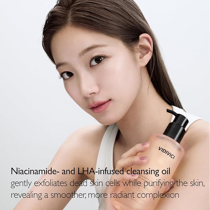 VIDIVICI Clear Purifying Deep Cleansing Oil 10.14 fl.oz | Gentle Makeup Remover for All Skin Types,Removes Waterproof Makeup with LHA,fermented camellia seed oil&rosehip seed oil,Korean skin care