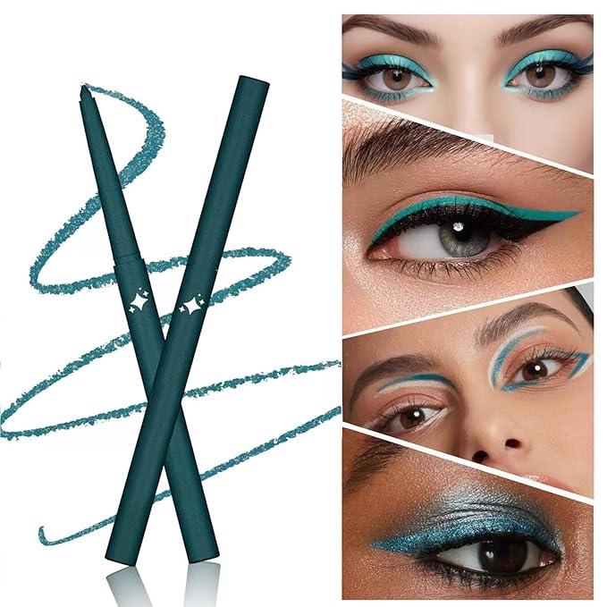 Dark Blue Eyeliner Waterproof Dark Blue Eyeliner Pencil Retractable blue gel eyeliner Smudge-proof Long Lasting Hypoallergenic (05# dark blue shimmer)