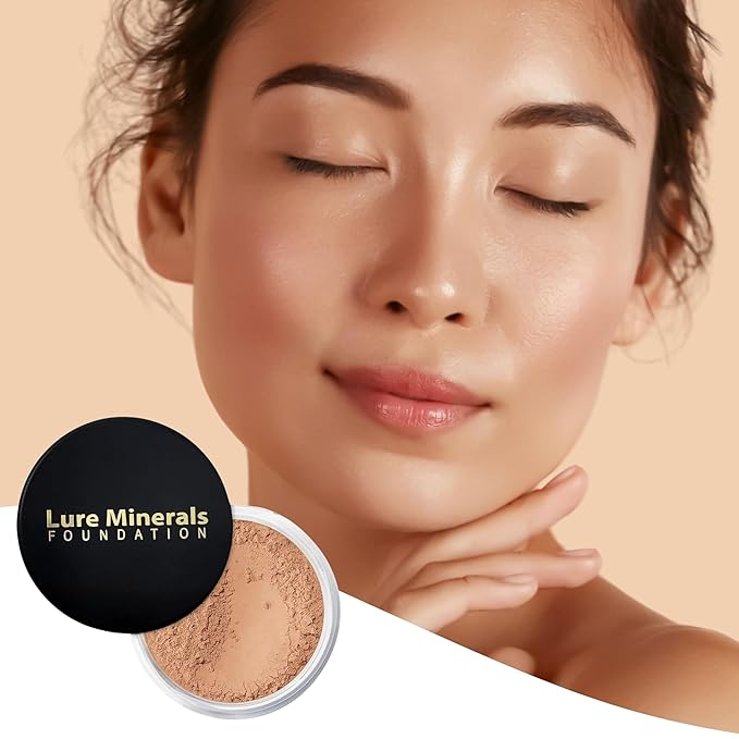 Lure Minerals Mineral Foundation Loose Powder - 8g, Mineral Makeup Face Powder Foundation (Beige Medium - Luminous)