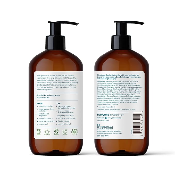 Everyone Liquid Hand Soap, 12.75 Ounce (Pack of 3), Pacific Eucalyptus, made with Essential Oils for kitchen and bathroom