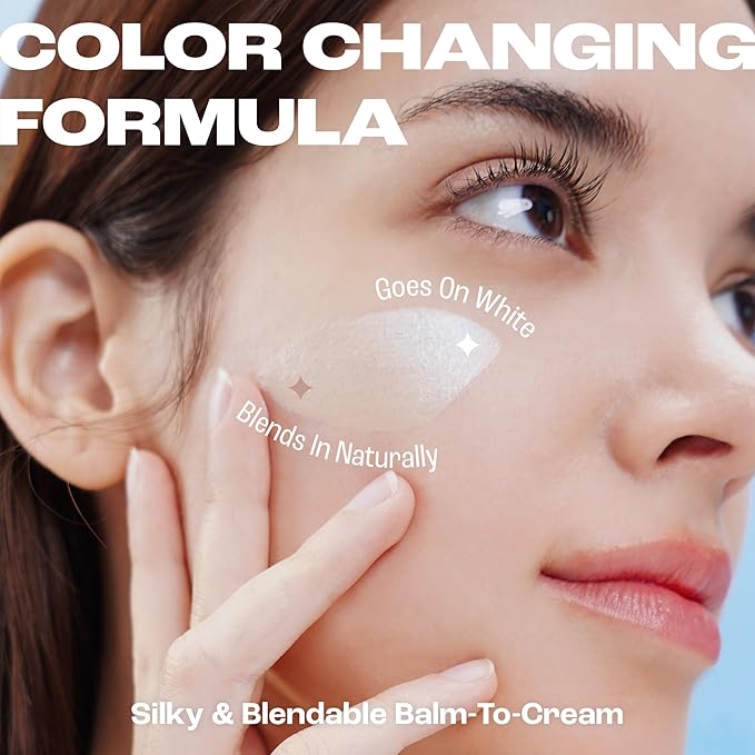 Blanc Cover Cream Stick V White - Korean Color-Changing Foundation Stick with Volufiline - Medium to Full Coverage Dewy Finish Base Makeup - Dual-Ended with Detachable Brush (205 Deep)