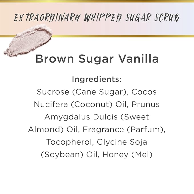 LALICIOUS Brown Sugar Vanilla Sugar Scrub, Exfoliating Body Scrub, Moisturizing Extraordinary Whipped Body Exfoliator, Gentle Exfoliating Body Scrubber Exfoliator for Radiant Skin, No Parabens - 16oz