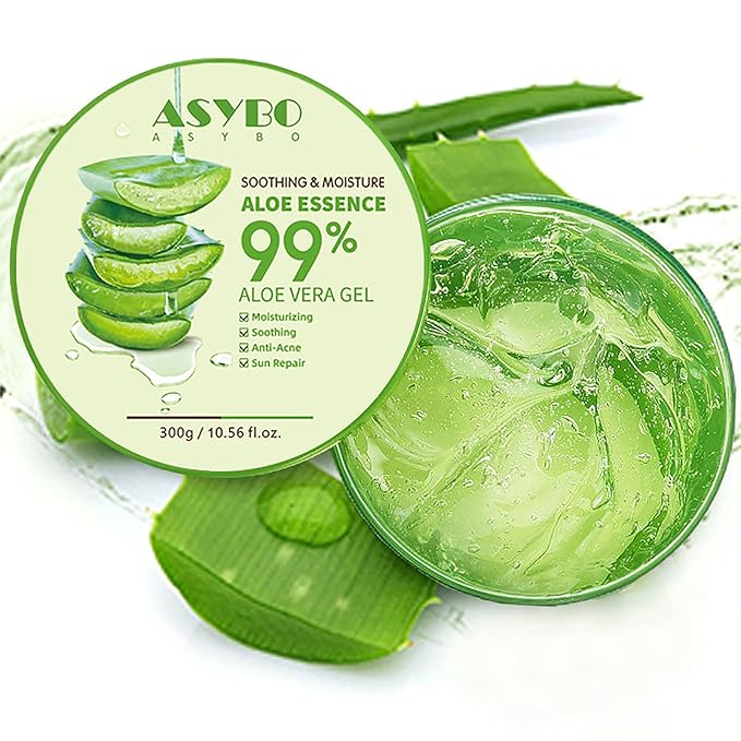 300x2 ML Natural Aloe Vera Gel -Organic Moisturizing Aloe Vera, Soothing and Hydrating, Sunburn and Scar Repair, After Sun Care for Face Body Hair